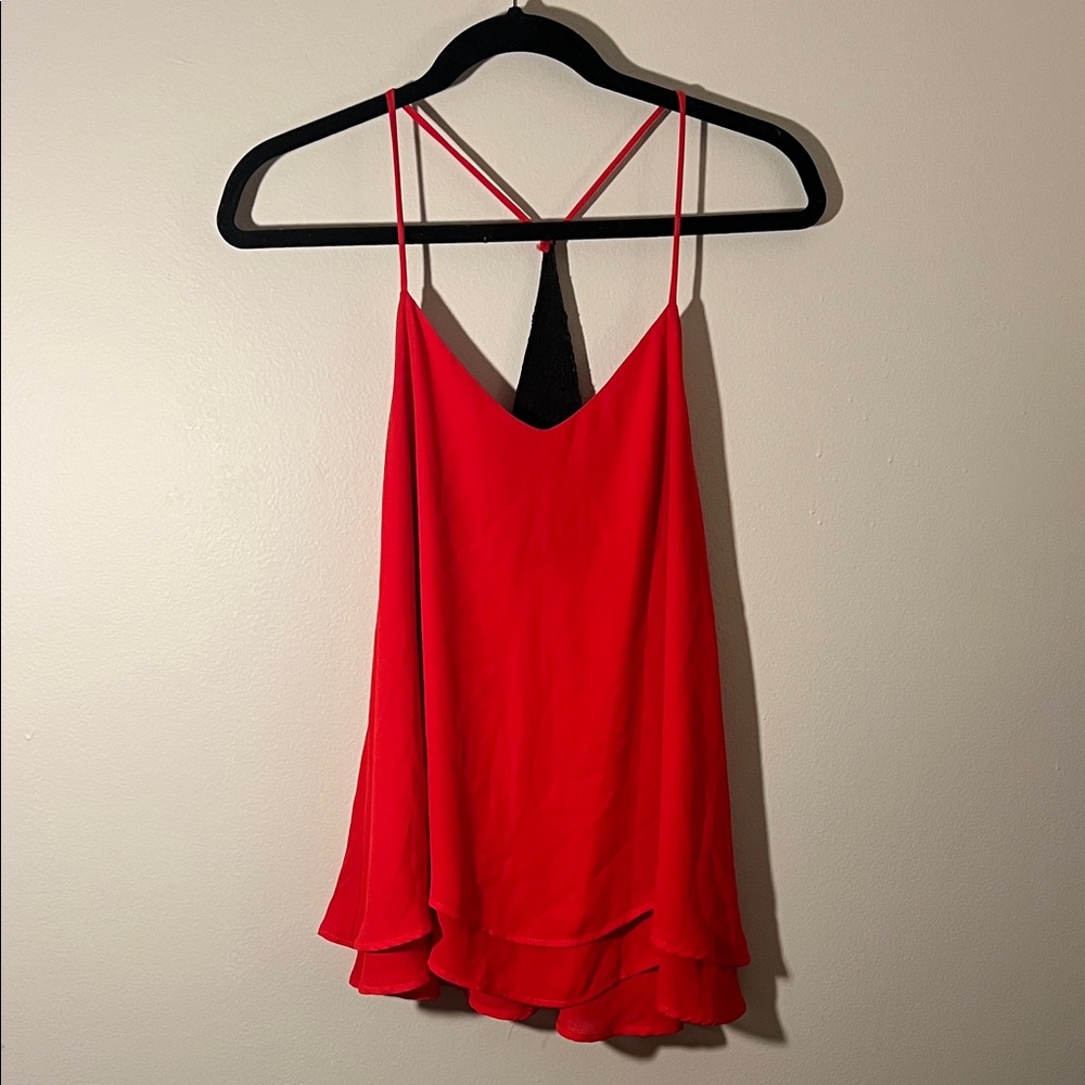 Chic Red Layered Camisole Top